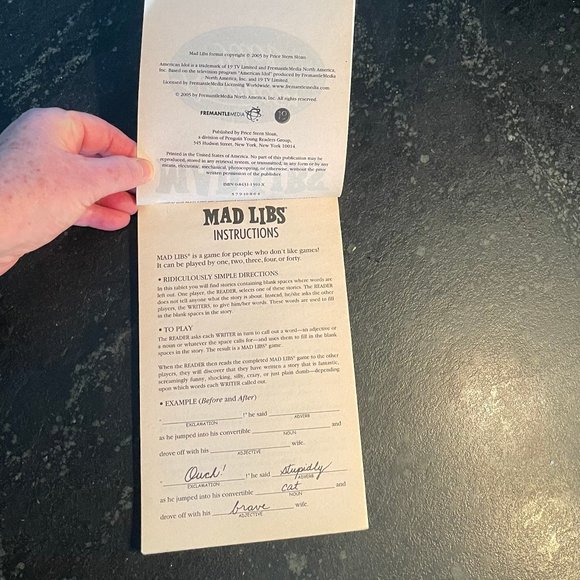 "MAD LIBS -- American Idol" c. 2005 by FreemantleMedia (NWOT) - Picture 3 of 7